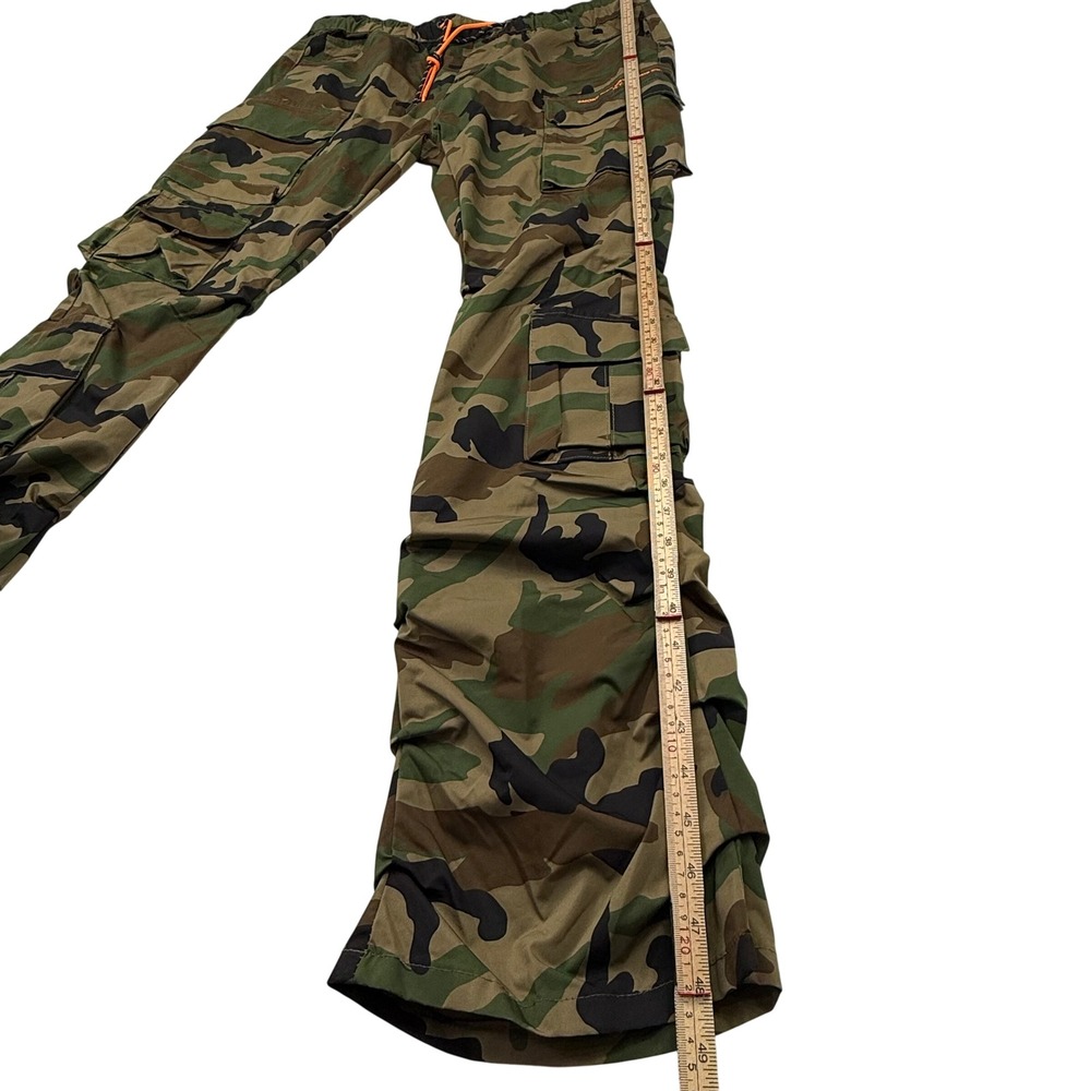 Smoke Rise Mens XL Woodland Camo Stacked Cargo Pants Utility Streetwear Green - Picture 2 of 9